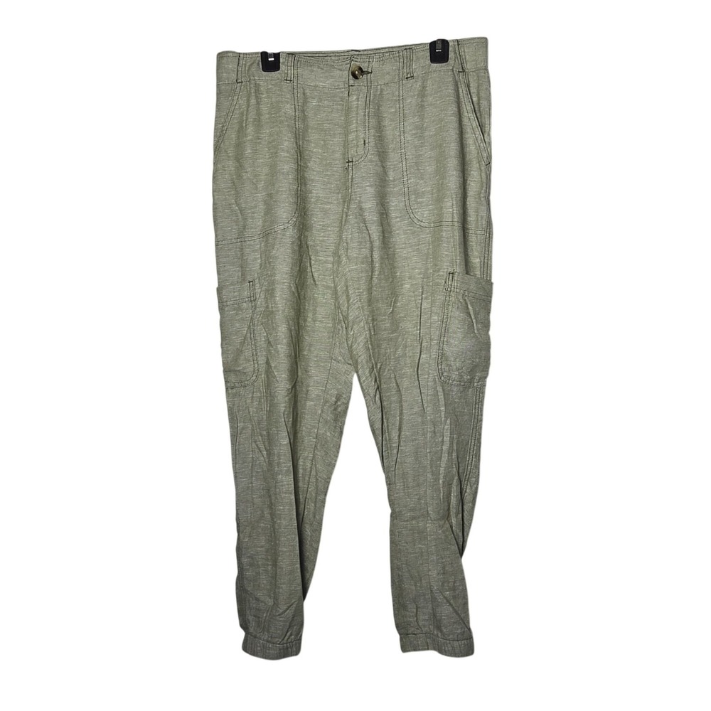 Sonoma Womens Linen‎ Cargo Joggers Size 12 Summer Earthy Goblin Breathable NWOT